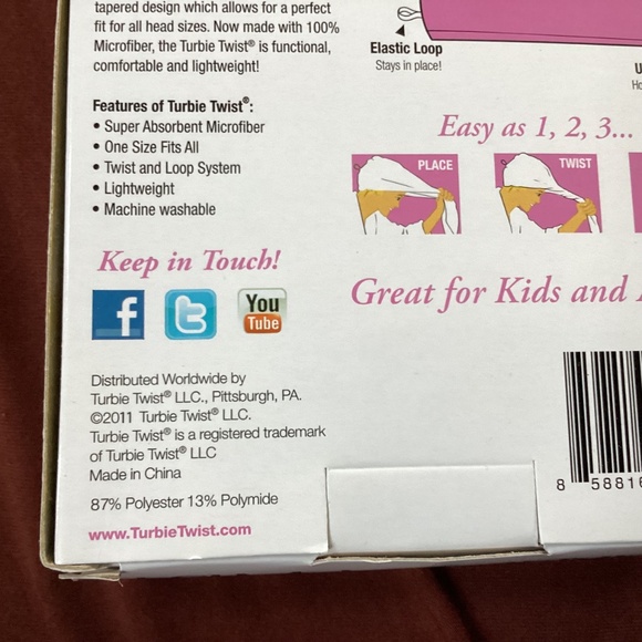 The Original Turbie Twist Super-Absorbent Hair Towel with bonus shower comb NEW - Picture 6 of 8